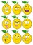 Yellow Lemon Fruit Cartoon Emoji Face Character Set 2. Collection