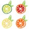 Yellow lemon green lime orange red grapefruit icon fruit citrus