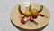 Yellow Lemon And Green Red Chillies In The Plate.