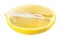 Yellow lemon longitudinal section isolated on white background