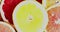 Yellow lemon slices, abstract background.