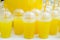 Yellow lemonade plastic cups