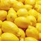 Yellow lemons closeup at fruit market, bright lemon background