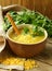 Yellow lentil soup with coriander