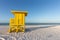Yellow Lifeguard Tower on an Early Morning Beach