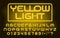 Yellow Light alphabet font. Vivid neon color letters and numbers.