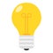 Yellow Light Bulb Flat Icon Isolated on White