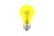 Yellow light bulb on white