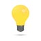 Yellow lightbulb on a white background