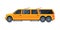 Yellow Limousine Car, Premium Luxurious Vehicle, Side View Flat Vector Illustration