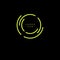 Yellow line loading icon, isolated on a dark background. Flat design.