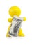 Yellow little man holds the money