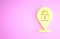 Yellow Location lock icon isolated on pink background. The concept of the house turnkey. Minimalism concept. 3d