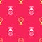 Yellow Location Vip icon isolated seamless pattern on red background. Vector