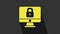Yellow Lock on computer monitor screen icon isolated on grey background. Security, safety, protection concept. Safe