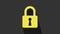 Yellow Lock icon isolated on grey background. Closed padlock sign. Cyber security concept. Digital data protection
