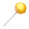 Yellow lollipop 3D rendering illustration on white background