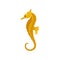 Yellow long-snouted seahorse. Marine animal. Sea and ocean life theme. Flat vector element for mobile game
