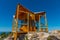 Yellow lookout tower at Montokuc hill at Mljet national park in Croatia