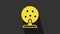 Yellow Lottery machine with lottery balls inside icon isolated on grey background. Lotto bingo game of luck concept