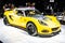 Yellow Lotus Elise Cup 250 at Brussels Motor Show, two-seat, rear-wheel drive, mid-engined roadster produced by Lotus Cars