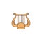 Yellow lyre icon - harp like string music instrument from Ancient Greece