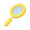Yellow magnifying glass 3d icon vector illustration.