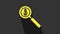 Yellow Magnifying glass and dollar symbol icon isolated on grey background. Find money. Looking for money. 4K Video