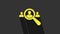 Yellow Magnifying glass for search a people icon isolated on grey background. Recruitment or selection concept. Search