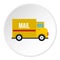 Yellow mail truck icon circle