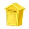 Yellow mailbox for letters and newspapers. Retro post box for correspondence delivery flat vector illustration