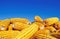 Yellow maize under blure sky