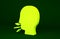 Yellow Man coughing icon isolated on green background. Viral infection, influenza, flu, cold symptom. Tuberculosis