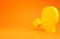 Yellow Man coughing icon isolated on orange background. Viral infection, influenza, flu, cold symptom. Tuberculosis