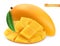 Yellow mango. Fresh fruit. 3d realistic vector icon
