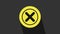 Yellow X Mark, Cross in circle icon isolated on grey background. Check cross mark icon. 4K Video motion graphic