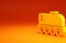Yellow Mars rover icon isolated on orange background. Space rover. Moonwalker sign. Apparatus for studying planets