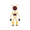 Yellow mascot robot character with cat ears gives error message flat style