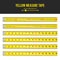 Yellow Measure Tape Vector. Measure Tool Equipment In Inches. Several Variants, Proportional Scaled.