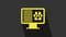 Yellow Medical clinical record pet on monitor icon isolated on grey background. Health insurance form. Prescription