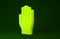 Yellow Medical rubber gloves icon isolated on green background. Protective rubber gloves. Minimalism concept. 3d