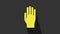 Yellow Medical rubber gloves icon isolated on grey background. Protective rubber gloves. 4K Video motion graphic