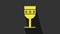 Yellow Medieval goblet icon isolated on grey background. 4K Video motion graphic animation