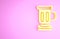 Yellow Medieval goblet icon isolated on pink background. Minimalism concept. 3d illustration 3D render