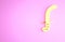 Yellow Medieval sword icon isolated on pink background. Medieval weapon. Minimalism concept. 3d illustration 3D render
