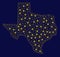 Yellow Mesh Network Texas Map with Light Spots