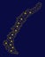Yellow Mesh Wire Frame Novaya Zemlya Islands Map with Flash Spots