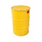 Yellow metal barrel isolated on white