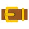 Yellow metal belt buckle icon isolated