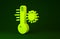 Yellow Meteorology thermometer measuring icon isolated on green background. Thermometer equipment showing hot or cold